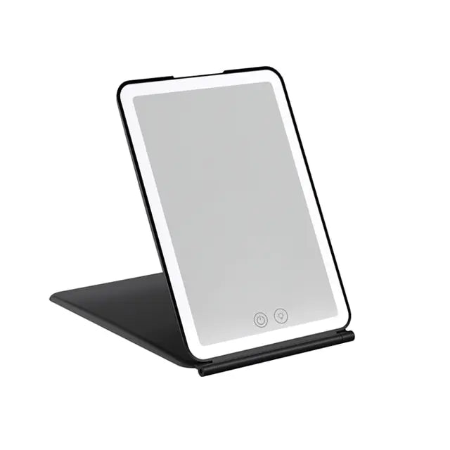 Foldable LED Makeup Mirror – Touch Screen, 3 Colour Light Modes & Rechargeable Battery