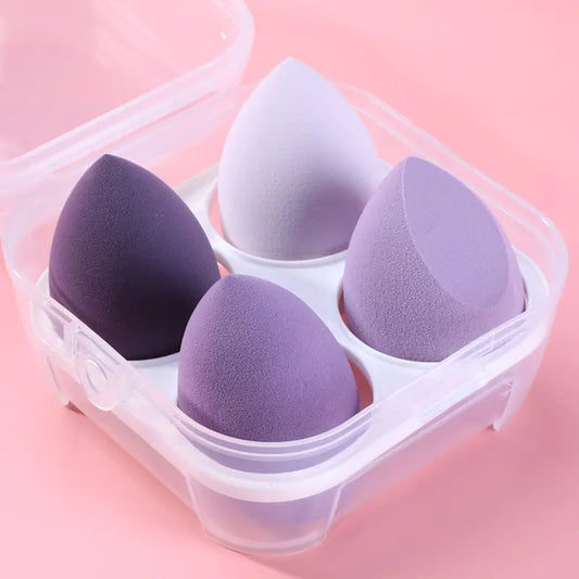 4 Piece Bevel-Cut Makeup Sponge Set – Dry & Wet Use with Fun Stickers