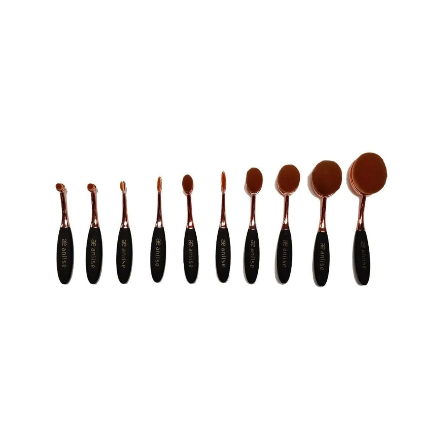 10 Piece Synthetic Oval Makeup Brush Set – Vegan Brushes for Flawless Blending & Contouring