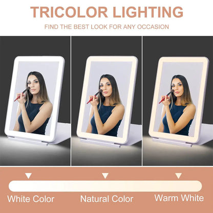 Foldable LED Makeup Mirror – Touch Screen, 3 Colour Light Modes & Rechargeable Battery
