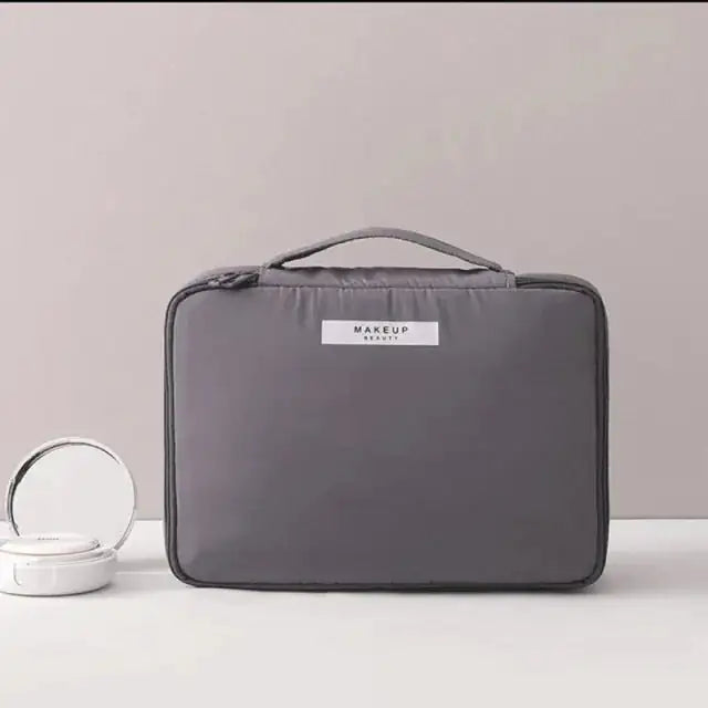 Multi-Compartment Makeup Bag – Organised Cosmetics Bag for Brushes, Palettes & Skincare