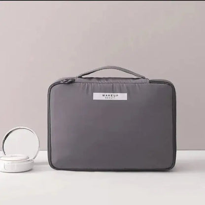 Multi-Compartment Makeup Bag – Organised Cosmetics Bag for Brushes, Palettes & Skincare