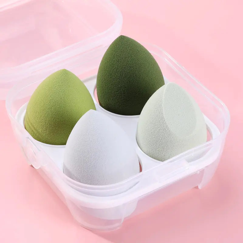 4 Piece Bevel-Cut Makeup Sponge Set – Dry & Wet Use with Fun Stickers