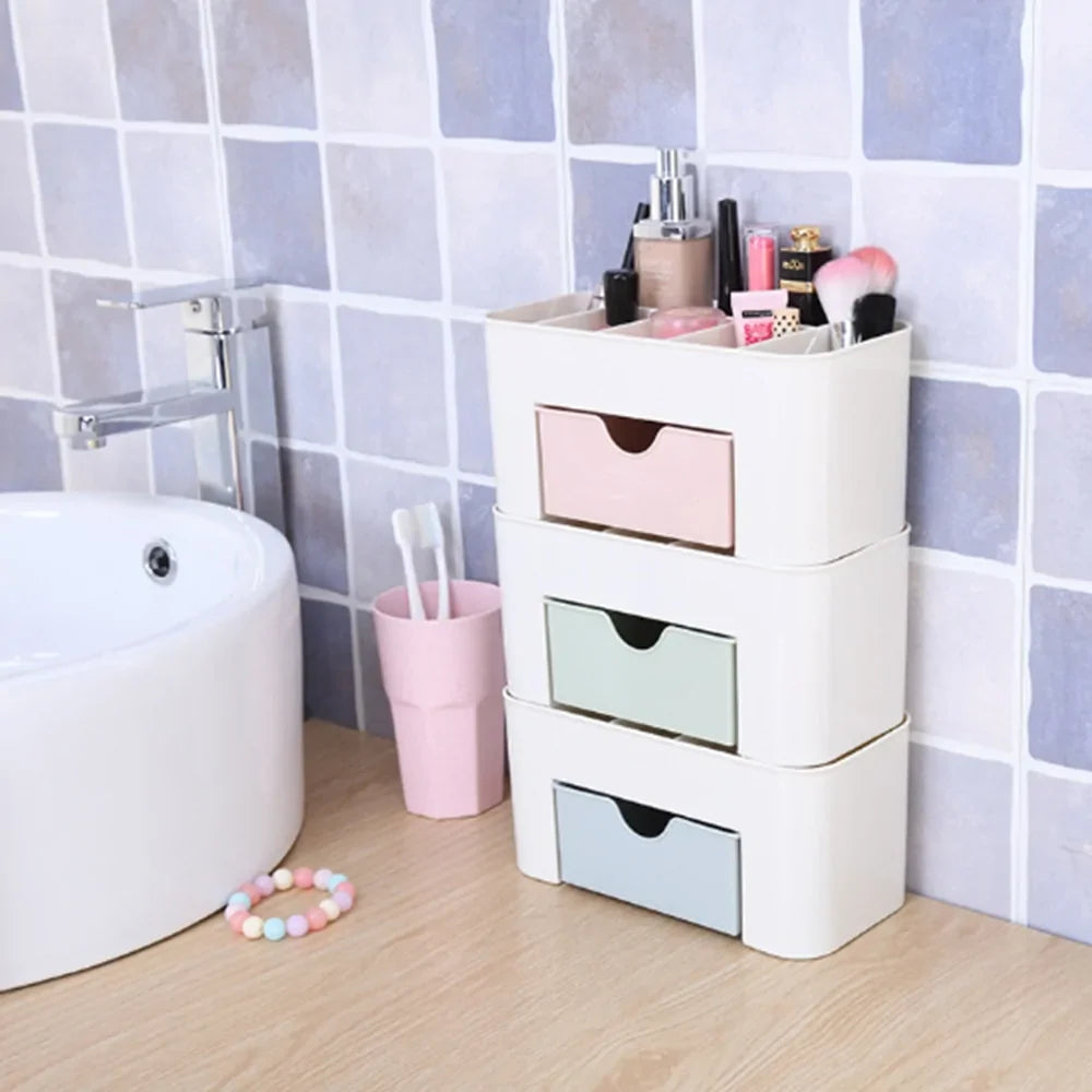 Plastic Drawer Makeup Organizer – Compact Dressing Table Storage for Cosmetics & Jewellery