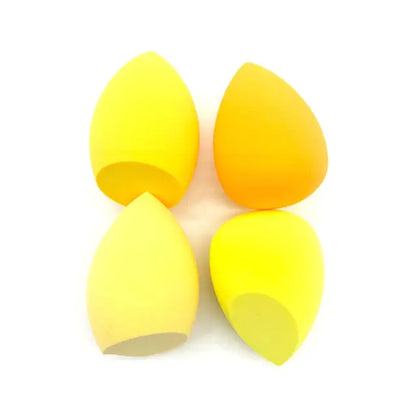 4 Piece Bevel-Cut Makeup Sponge Set – Dry & Wet Use with Fun Stickers