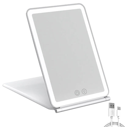 Foldable LED Makeup Mirror – Touch Screen, 3 Colour Light Modes & Rechargeable Battery