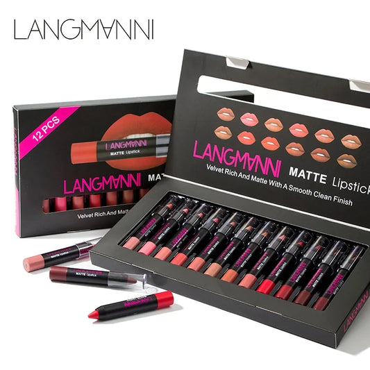 12 Piece Long-Lasting Lipstick Collection – Moisturising & Highly Pigmented