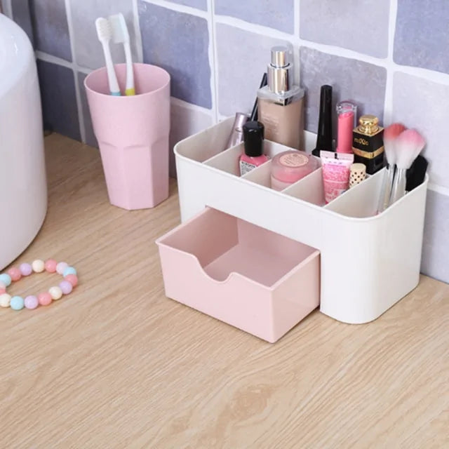 Plastic Drawer Makeup Organizer – Compact Dressing Table Storage for Cosmetics & Jewellery