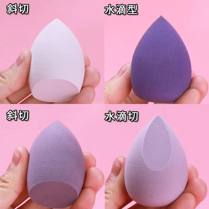 4 Piece Bevel-Cut Makeup Sponge Set – Dry & Wet Use with Fun Stickers