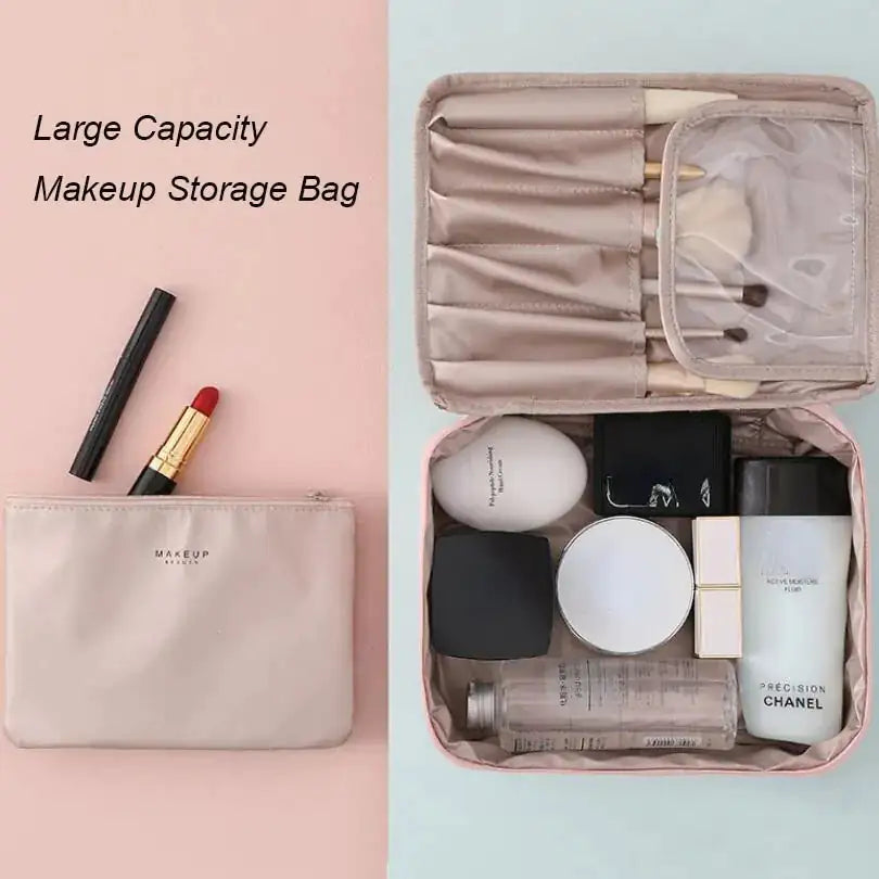 Multi-Compartment Makeup Bag – Organised Cosmetics Bag for Brushes, Palettes & Skincare