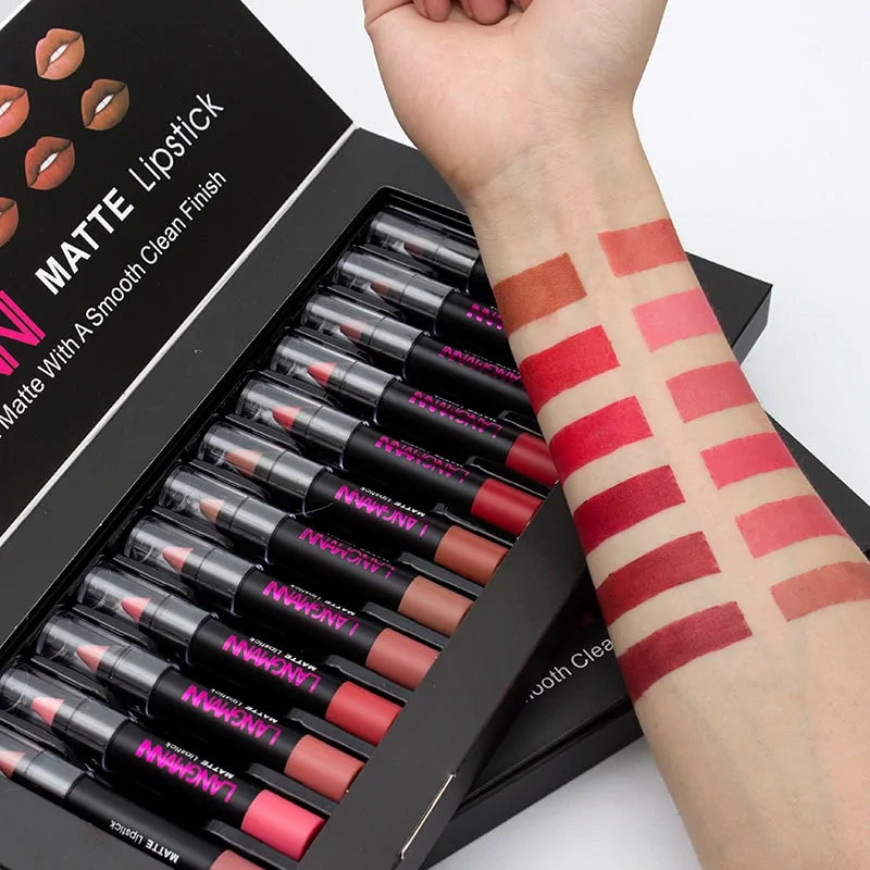 12 Piece Long-Lasting Lipstick Collection – Moisturising & Highly Pigmented