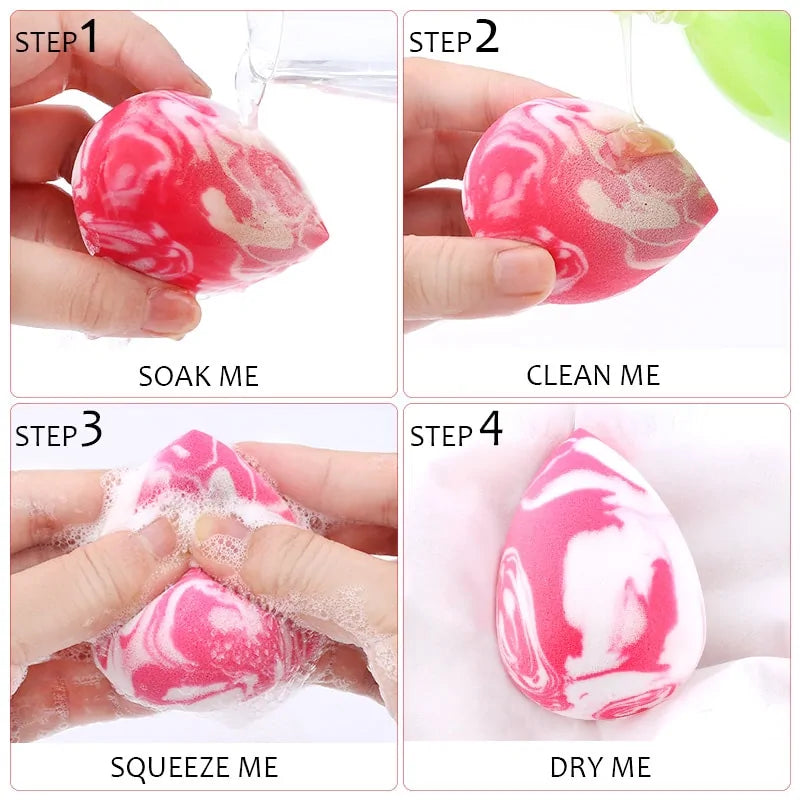 Marbling Water-Drop Makeup Sponge – Flawless Blending for Foundation, Concealer & Powder
